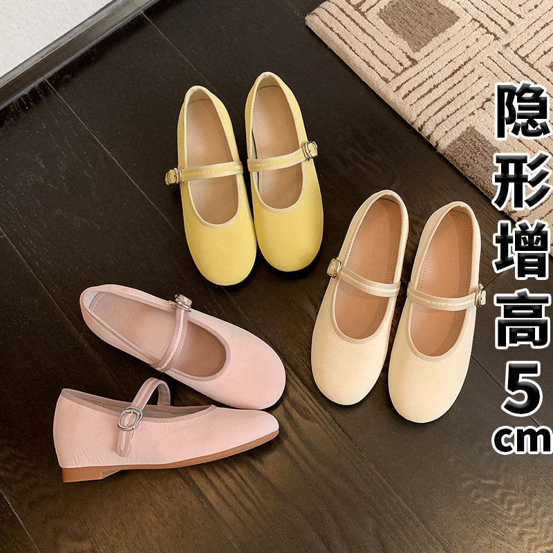 内增高浅口单鞋女夏季新款软平底时尚百搭欧若风休闲玛丽珍芭蕾鞋