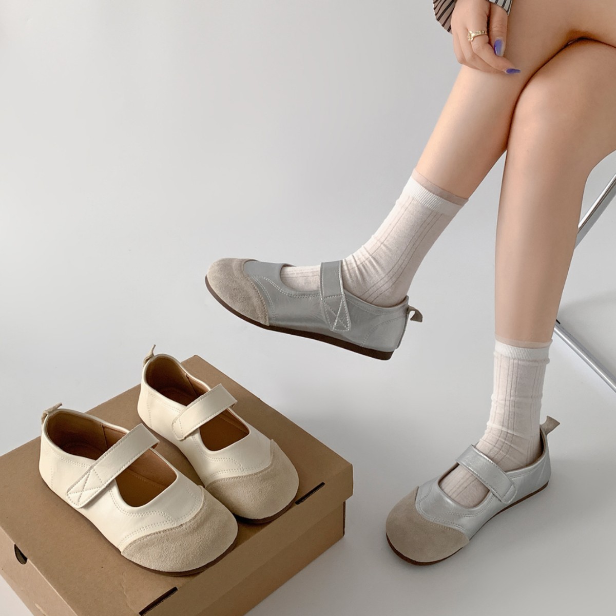 时尚轻便法式复古平底浅口单鞋女2025新款夏季配裙子软底玛丽珍鞋