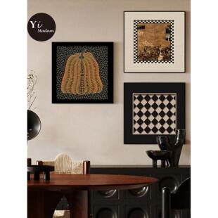 草间弥生古色古香风格组合装饰画客厅沙发背景墙挂画壁龛高档餐厅