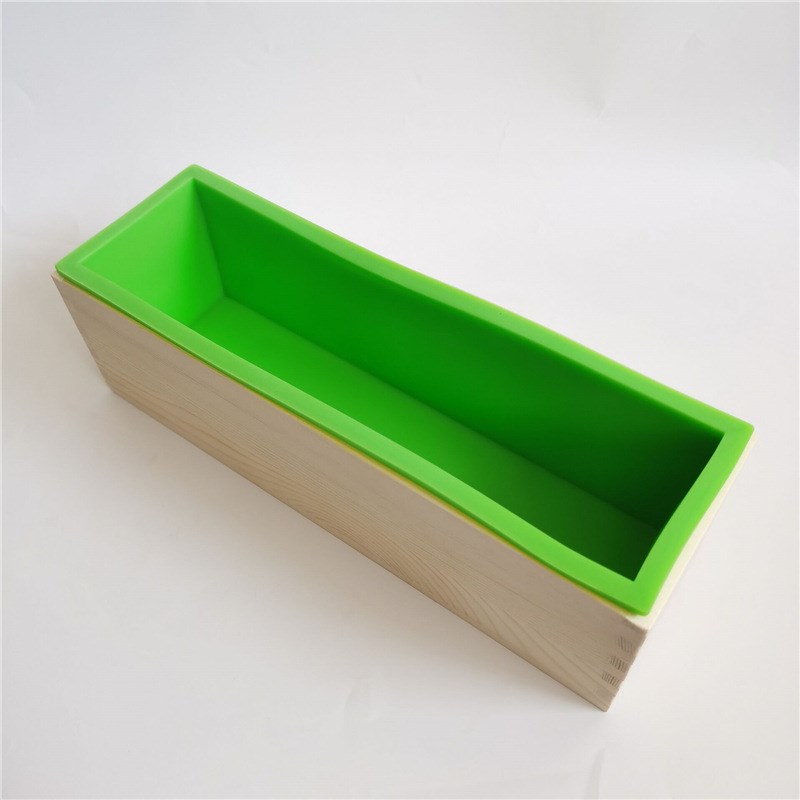 手工皂模具 木盒硅胶模二合一套装长方形矽胶1200g香皂模具