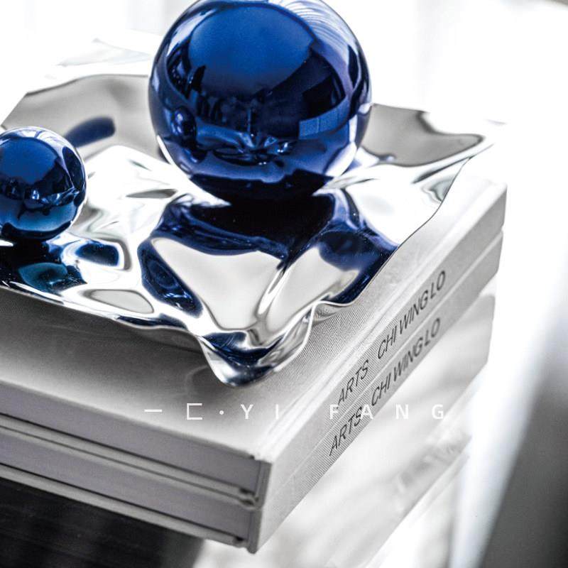 一匚极简轻奢样板间金属托盘小球搭配摆件售楼部客厅书房桌面饰品,家居饰品,装饰摆件,淘宝优惠券,粉丝福利购,淘宝优惠卷