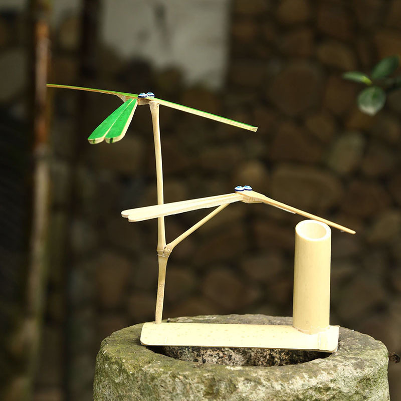 纯手工制作平衡竹蜻蜓创意摆件