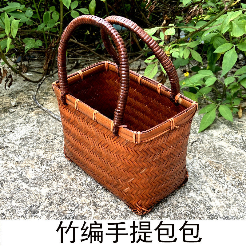 手工编织包中式竹编手提复古拎包