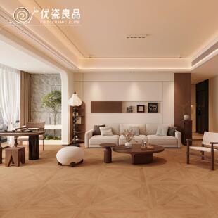 现代中古风800x800木纹砖客厅卧室阳台凡尔赛地砖仿实木地砖瓷砖