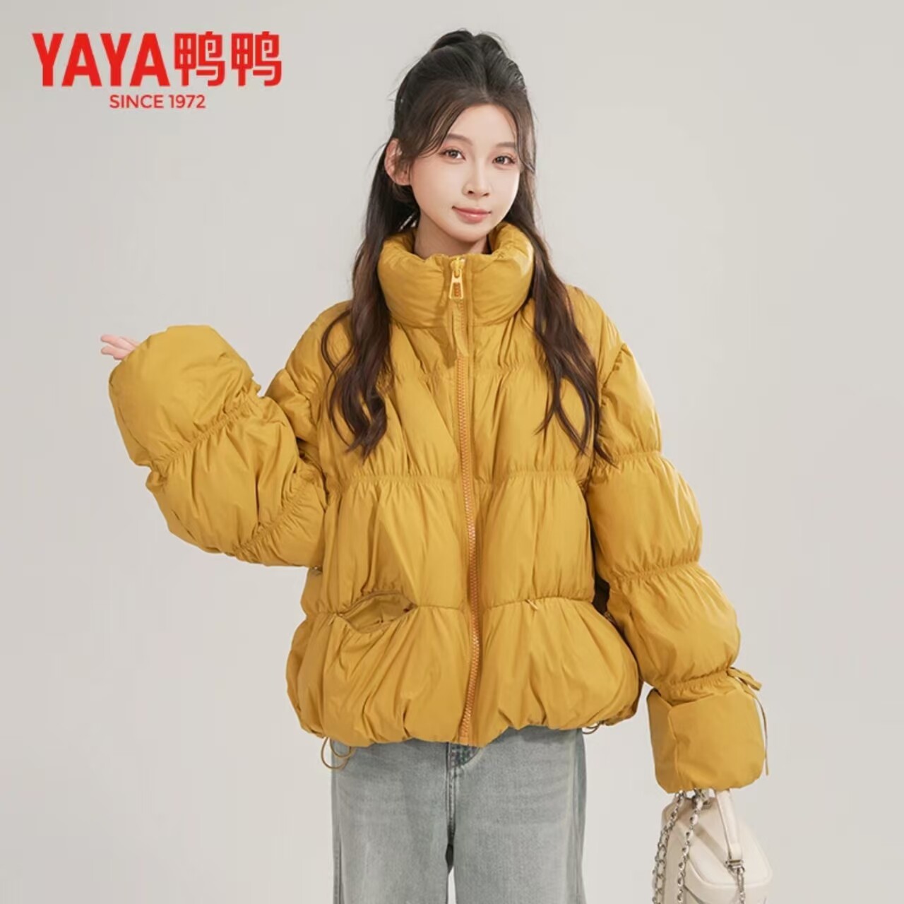 鸭鸭羽绒服女款保暖蛋糕面包外套