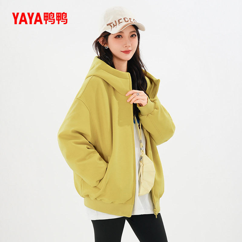 鸭鸭羽绒服男女同款宽松卫衣外套