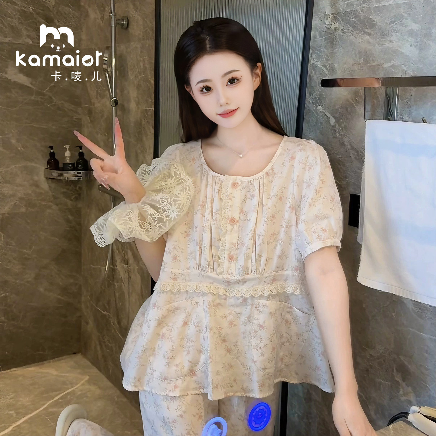 卡唛儿女睡衣家居服可爱纯棉外穿