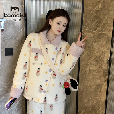 珊瑚绒睡衣女2026冬季加厚休闲加绒保暖家居服可外穿甜美韩版时尚