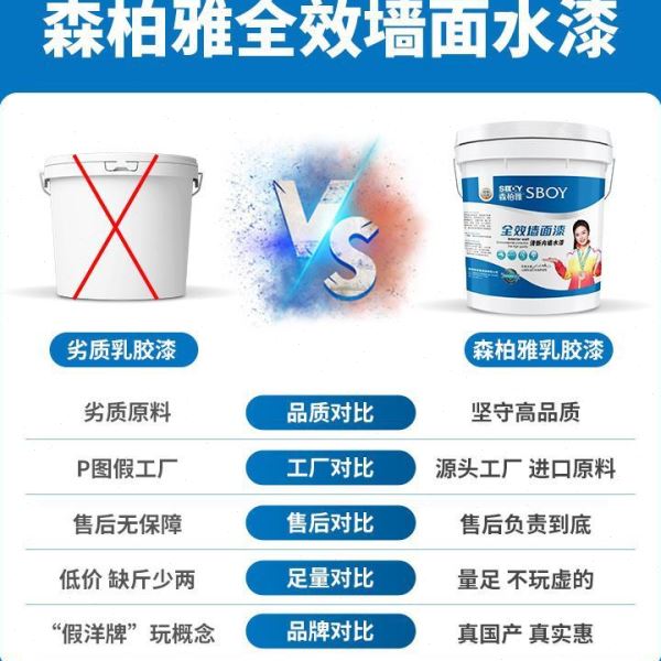20KG环保内墙乳胶漆室内家用白色自刷粉墙漆修复涂料彩色油漆大桶