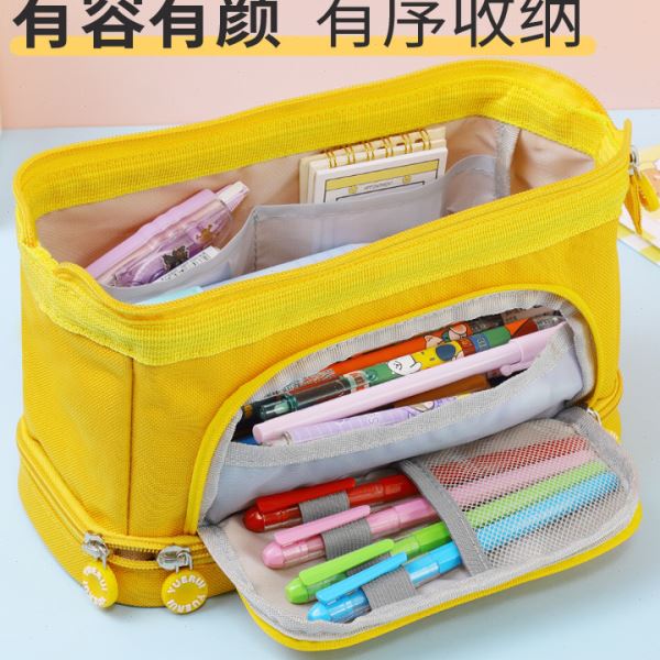 韩版船型大容量多层帆布笔袋多功能手提文具盒简约学生收纳铅笔盒