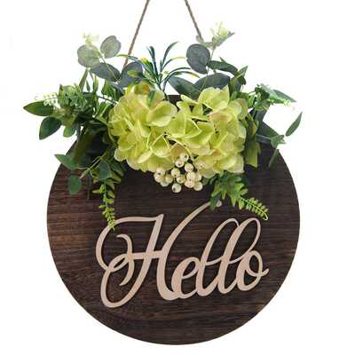 902仿真花门饰绣球花环欢迎挂牌 农舍挂牌  welcome挂件  实价