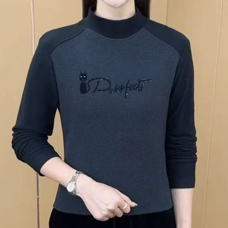 半高领德绒内搭长袖打底衫女