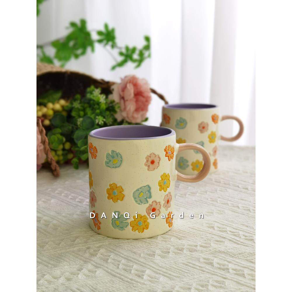DANQi Garden 出口马克杯手绘花朵咖啡杯牛奶杯女生杯子喝水杯子