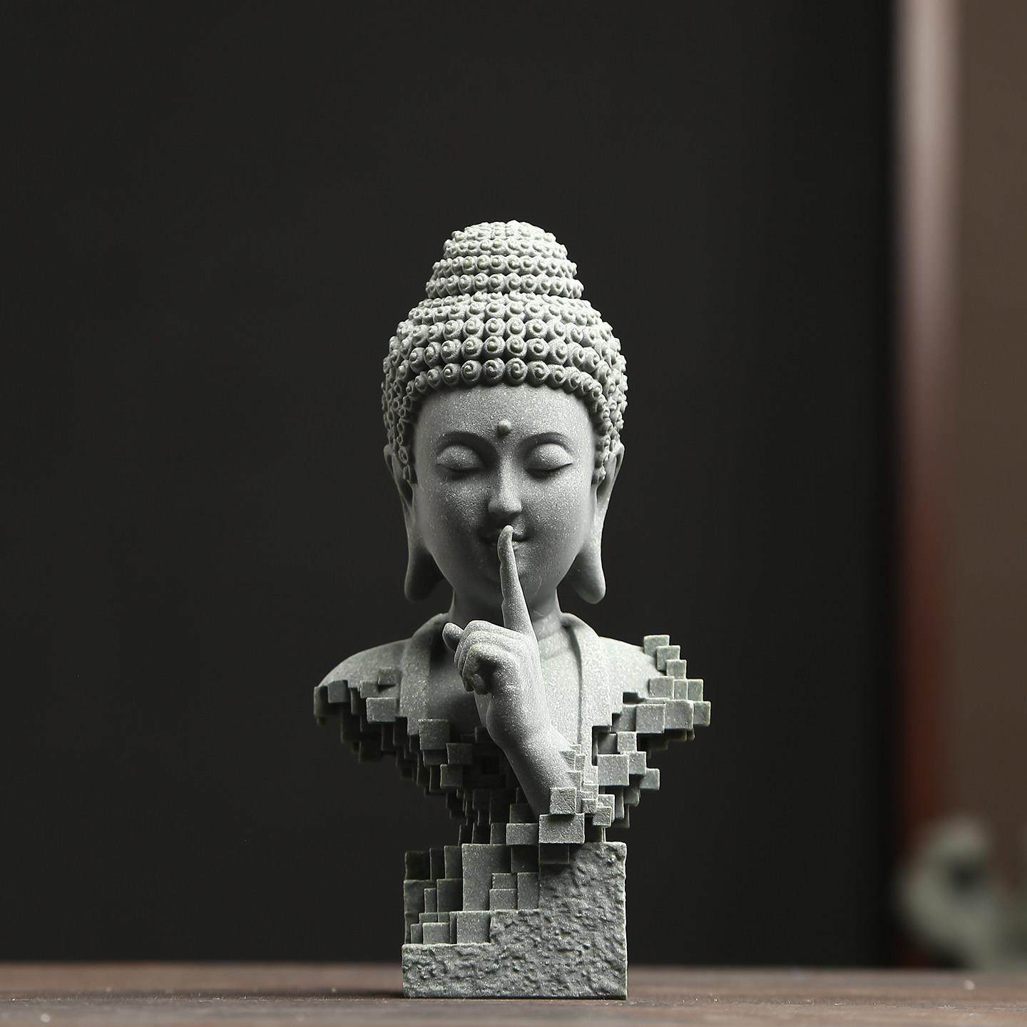 悟闻青砂石不语佛陀佛像玄关客厅茶室禅意室内静心摆设装饰摆饰,家居饰品,装饰摆件,淘宝优惠券,粉丝福利购,淘宝优惠卷