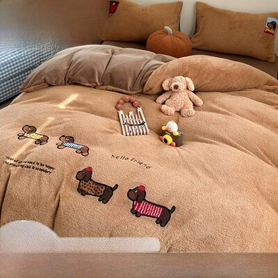 a类母婴级羊羔绒牛奶绒四件套2025新款冬季床品冬天加厚保暖被套