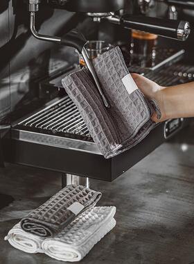 咖啡师吧台毛巾奶茶店咖啡机专用抹布吸水不掉毛清洁布白色小方巾