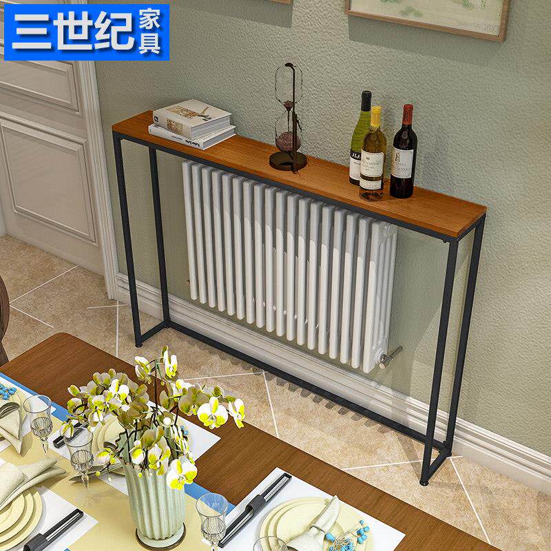 简约厨房艺术靠墙餐边桌长方形长条窄桌实木入户客厅暖气片遮挡柜