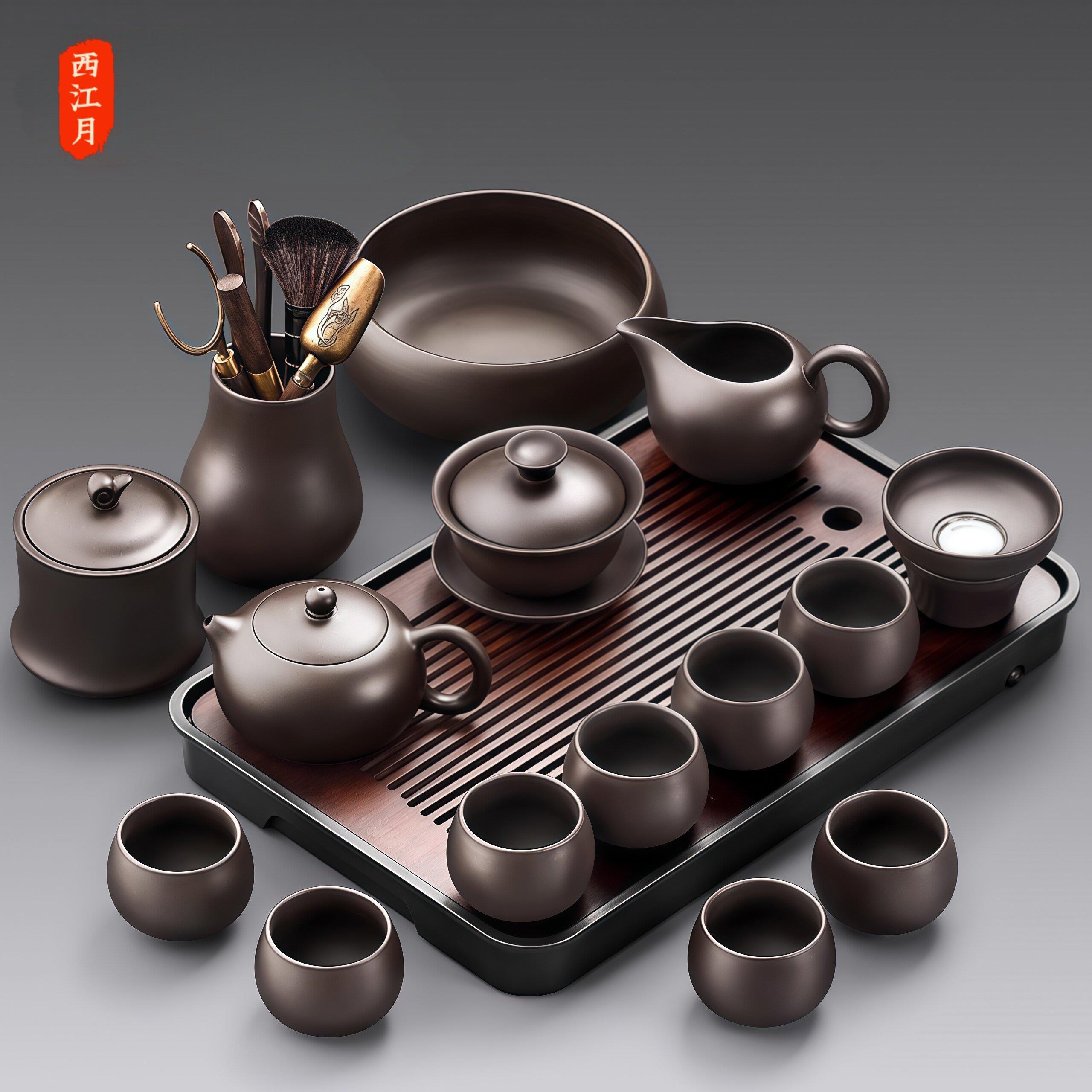 紫砂功夫茶具套组2026新款轻奢高档家用办公紫砂壶泡茶杯茶具套组