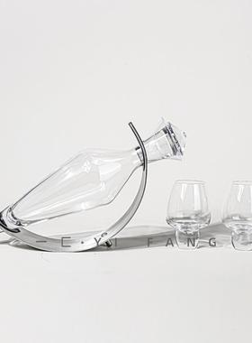一匚简约轻奢玻璃醒酒器酒具组合摆件样板房售楼处餐厅吧台装饰品