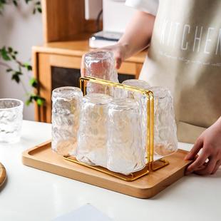 杯子ins风泡茶杯啤酒杯网红水杯套装 川岛屋冰川纹玻璃杯家用日式