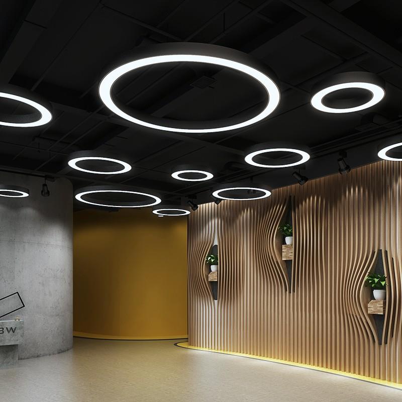 圆形圆环吊灯工业风led圆圈灯办公室健身房店铺大堂商场环形灯具