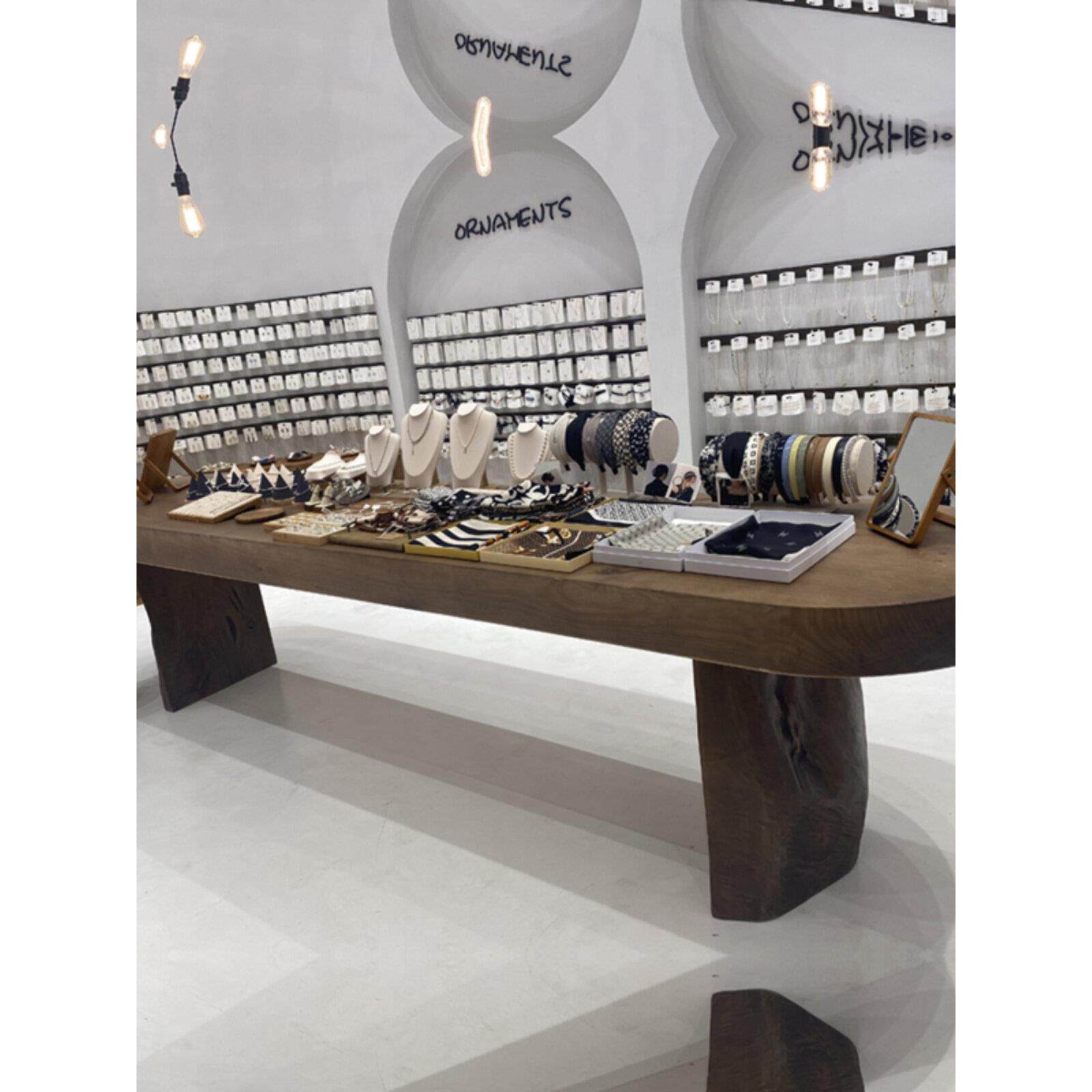 韩国服装店原木展示桌柜鞋袋道具珠宝展示桌流桌岛桌窗边桌