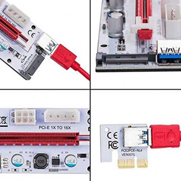 008S 三接口 PCI-E 1X转16X PCIE 显卡延长线 转接卡 转接线