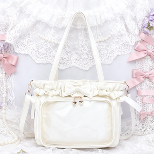 日本原单蕾系日系量产samantha风格 甜美可爱蝴蝶结花边单肩痛包