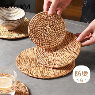 藤编隔热垫子家用防烫锅垫碗垫耐高温餐桌垫耐热盘子垫杯垫茶壶托