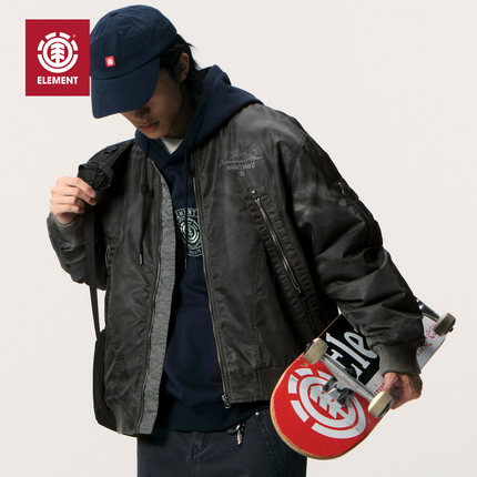 美国ELEMENT滑板&NT系列飞行夹克男美式棒球服水洗做旧夹棉外套潮