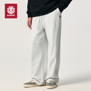 浅花灰宽松直筒潮流重磅纯棉廓型长裤 美国ELEMENT滑板卫裤 男秋季