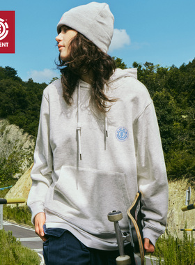 美国ELEMENT滑板连帽重磅卫衣女复古logo印花内里磨毛正肩外套男