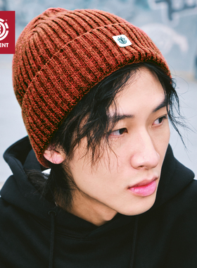 美国ELEMENT滑板毛线帽男女同款冬季街头风刺绣羊毛保暖针织帽潮