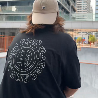 美国ELEMENT街风滑板短袖男女T恤纯棉重磅夏美式潮牌圆领印花宽松