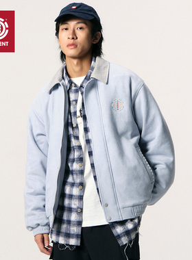 美国ELEMENT滑板棉服男民族风格纹翻领刺绣麂皮绒加厚情侣外套潮