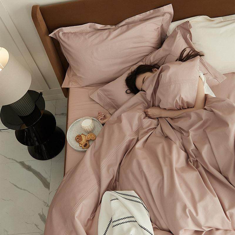 北欧轻奢纯色全棉100支贡缎长绒棉四件套 白色压滚条宽边被套床笠,床上用品,床品套件/四件套/多件套,淘宝优惠券,粉丝福利购,淘宝优惠卷