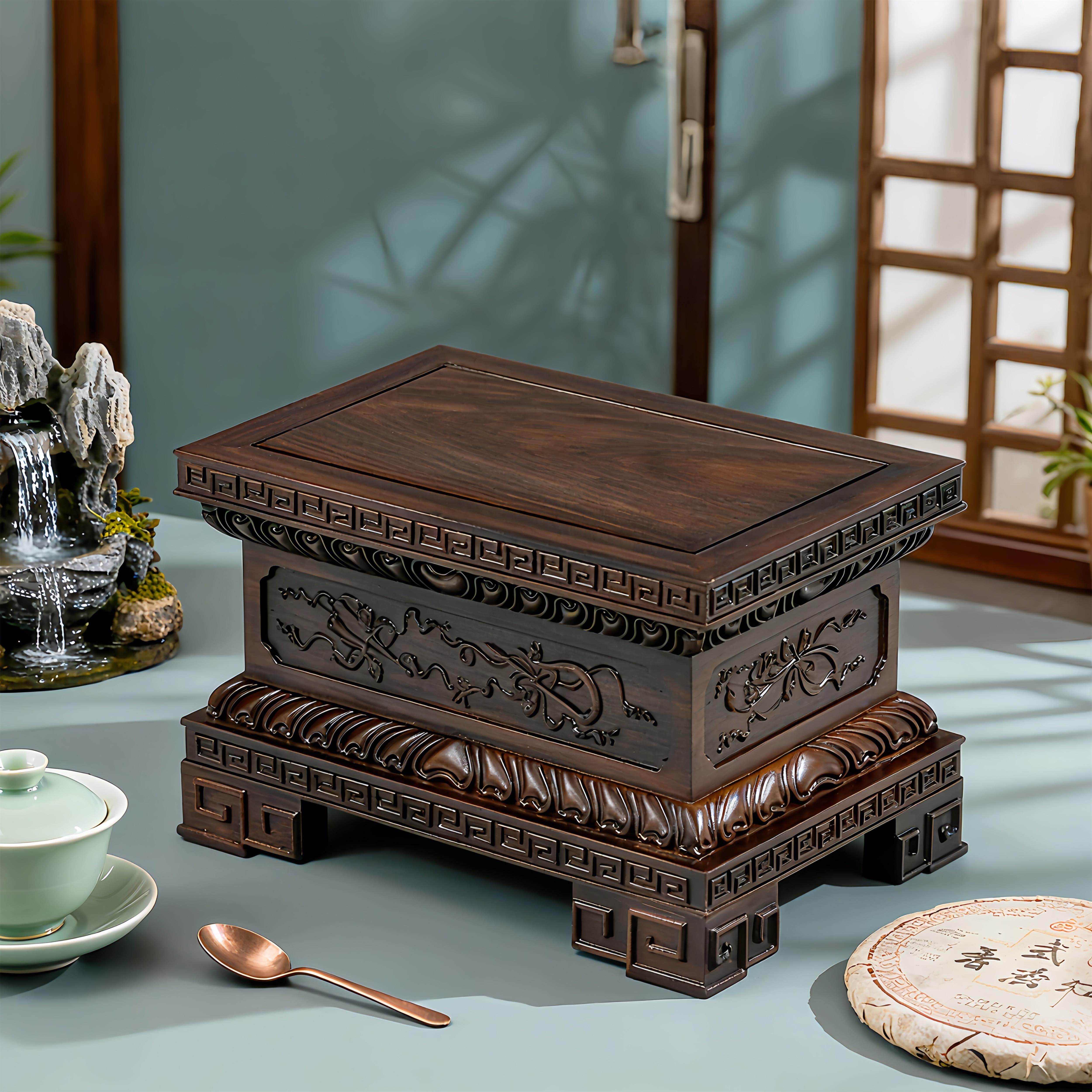 黑檀木佛像底座加高供奉台家用观音菩萨金刚神像关公财神摆件底座