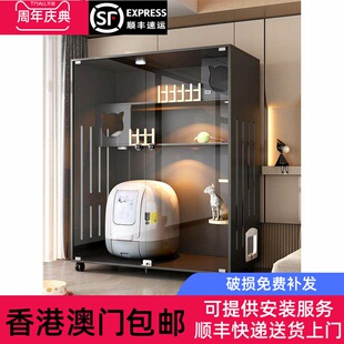 香港包邮猫别墅家用室内猫笼子大空间猫柜可放智能猫砂盆猫舍猫屋