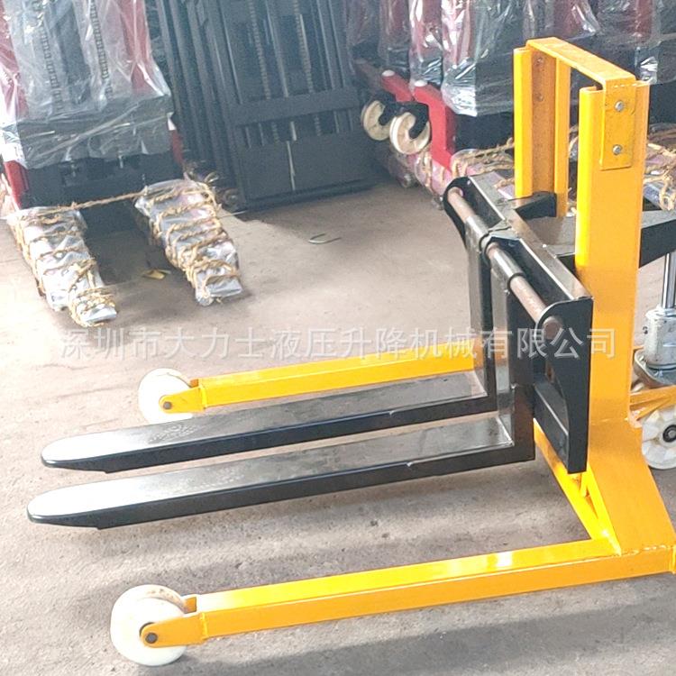 1吨宽支腿手动堆高车加宽液压升高车升降装卸叉车