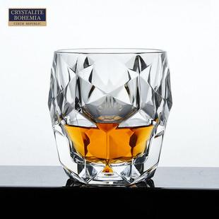 捷克进口BOHEMIA水晶玻璃棱镜杯威士忌酒杯白兰地洋酒杯家用酒吧