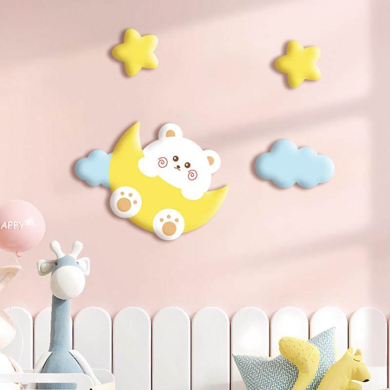 墙面装饰3d立体防撞墙贴儿童房卡通墙贴纸自粘卧室温馨背景墙防撞,家居饰品,软装墙贴,淘宝优惠券,粉丝福利购,淘宝优惠卷