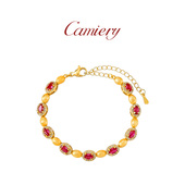 高级感百搭手链 CAMIERY拉丝红钻手链 轻奢小众精致 镀24K金