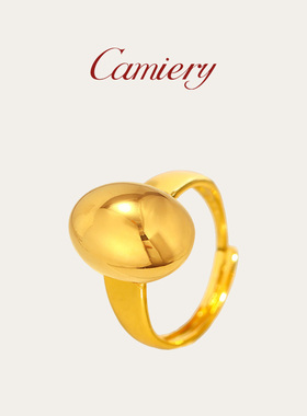 金色鸽子蛋戒指女士小众设计轻奢