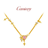 CAMIERY高级感简约心心相印项链女设计感轻奢小众18k金不掉色项链