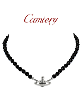 西太后土星黑玛瑙项链女款高级感