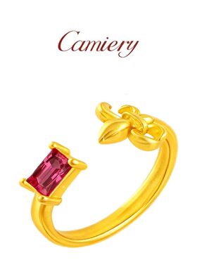 CAMIERY鸢尾花红梯子方尾戒指女小众设计轻奢高级感巨好看的戒指