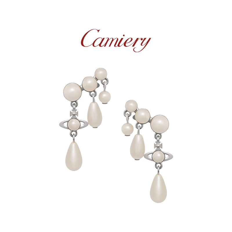 西太后土星水滴剪影耳钉精致小巧