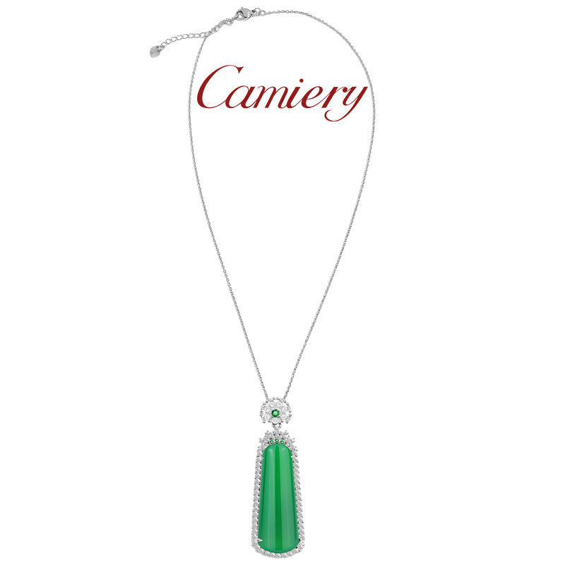 满绿方牌项链日常百搭轻奢大气