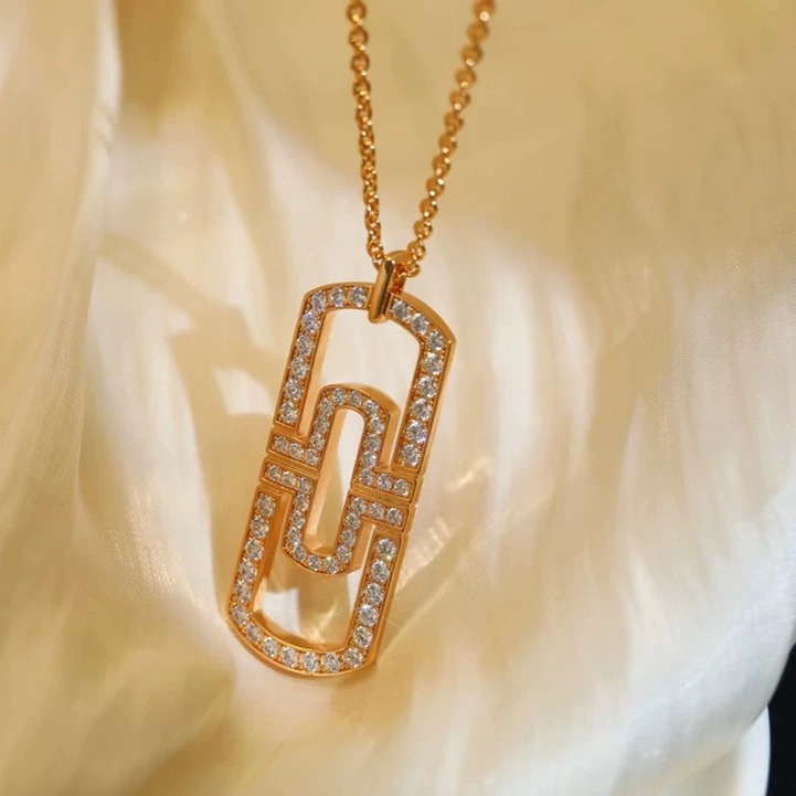 满钻回形针项链配饰女士轻奢小众