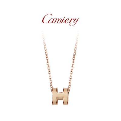 字母H项链女玫瑰金锁骨链配饰